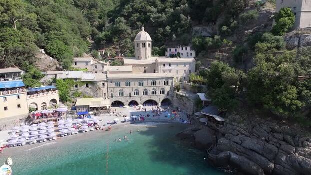 Aerial view of San Fruttuoso Abbey in Portofino Italy. Aerial view of San Fruttuoso Abbey in Portofino Italy.