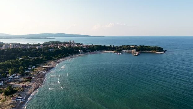 Aerial view of Kiten coastline in Bulgaria.