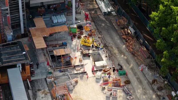 Aerial view of Kendall Square construction site United States. Aerial view of Kendall Square construction site United States.