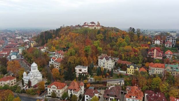 Aerial view of Brasov Citadel and autumn foliage Romania. Aerial view of Brasov Citadel and autumn foliage Romania.