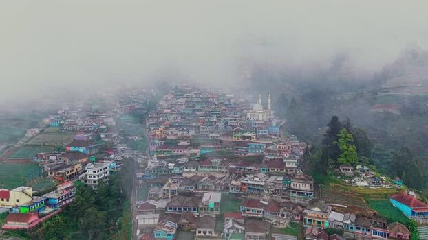 Aerial view of Nepal Van Java village in Magelang Indonesia. Aerial view of Nepal Van Java village in Magelang Indonesia.