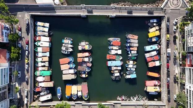 Aerial view of Quadrado da Urca marina Brazil.