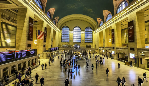 New York United States 26 September 2026 View of the main concourse of Grand Central Terminal in Midtown Manhattan with commuters walking under the celestial ceiling.