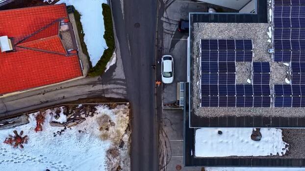Aerial view of a street in Nauders Austria.