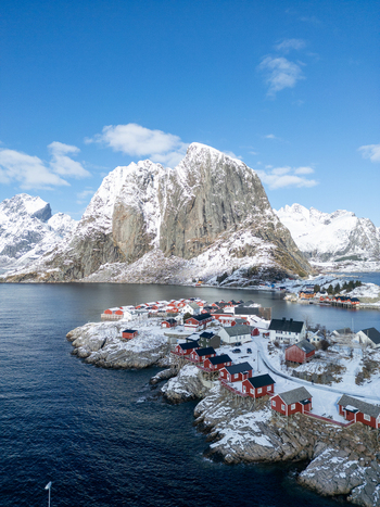 Aerial view of Lofoten archipelago during winter time in beautiful Norway Nordic country aurora borealis Aerial view of Lofoten archipelago during winter time in beautiful Norway Nordic country aurora borealis