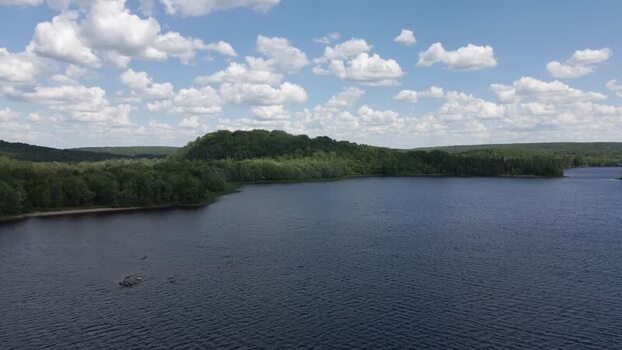Aerial view of Commanda Lake in Restoule Canada.