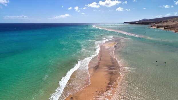 Aerial view of Playa del Matorral beach and sandbar Spain. Aerial view of Playa del Matorral beach and sandbar Spain.