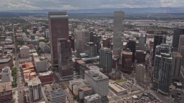 Aerial view of Denver skyline in Colorado United States.