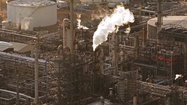 Aerial view of Suncor Energy USA Inc refinery United States.