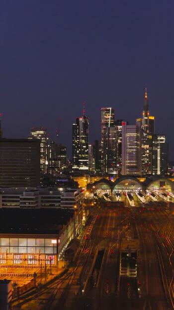 Aerial view of Hauptbahnhof and the city skyline Germany.