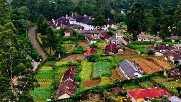 Aerial view of rural landscape Sri Lanka.