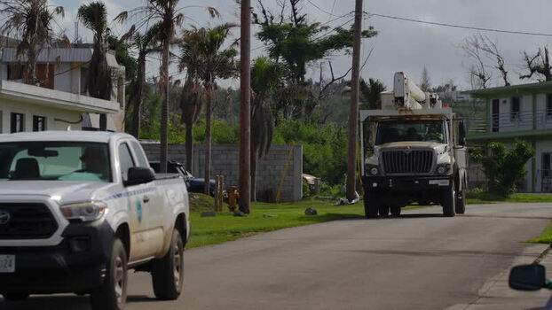 View of utility truck on a street Northern Mariana Islands. View of utility truck on a street Northern Mariana Islands.