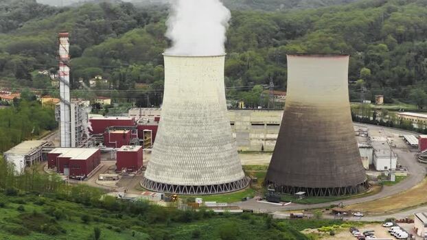 Aerial view of Centrale Termoelettrica Santa Barbara Enel Italy.