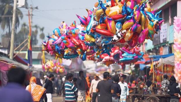 View of colorful animal balloons at a crowded market Bangladesh. View of colorful animal balloons at a crowded market Bangladesh.