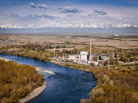 Trino Italy 30 March 2026 Aerial view of the Ex Centrale Nucleare di Trino its structures rising against a backdrop of snow capped mountains bisected by the winding river. Trino Italy 30 March 2026 Aerial view of the Ex Centrale Nucleare di Trino its structures rising against a backdrop of snow capped mountains bisected by the winding river.