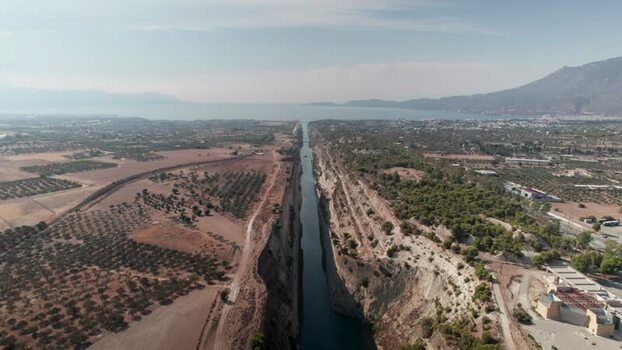 Aerial view of Isthmus of Corinth in Greece. Aerial view of Isthmus of Corinth in Greece.