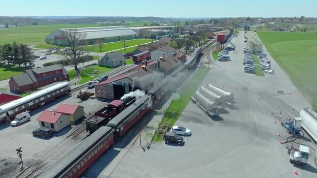 Aerial view of Strasburg Rail Road in Ronks United States. Aerial view of Strasburg Rail Road in Ronks United States.