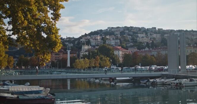 View of the pedestrian bridge in the harbor of Rijeka Croatia. View of the pedestrian bridge in the harbor of Rijeka Croatia.