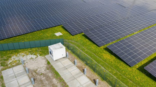 Aerial View of Battery Storage at Solar Park