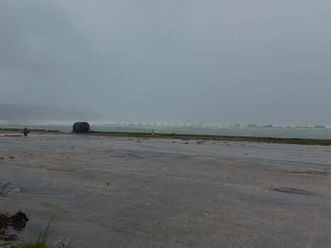 View of a stormy coastline during a typhoon Northern Mariana Islands. View of a stormy coastline during a typhoon Northern Mariana Islands.