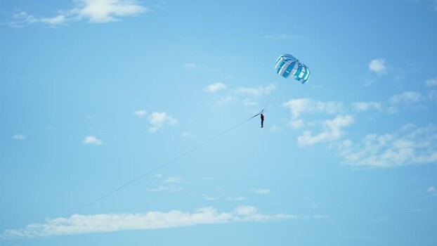 View of a person parasailing over Cox s Bazar Bangladesh.