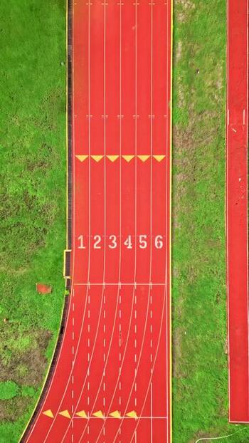 Aerial view of a red running track with numbered lanes Mexico. Aerial view of a red running track with numbered lanes Mexico.