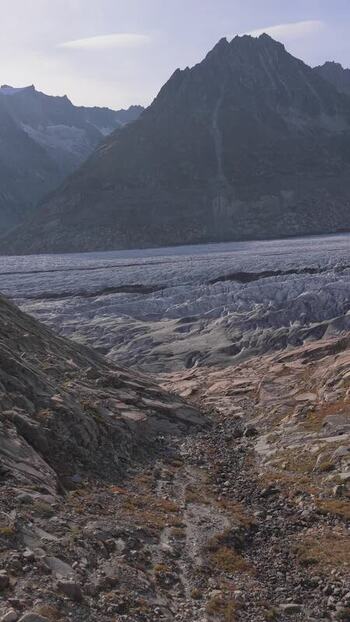 Aerial view of Aletsch Glacier in the Swiss Alps Switzerland.