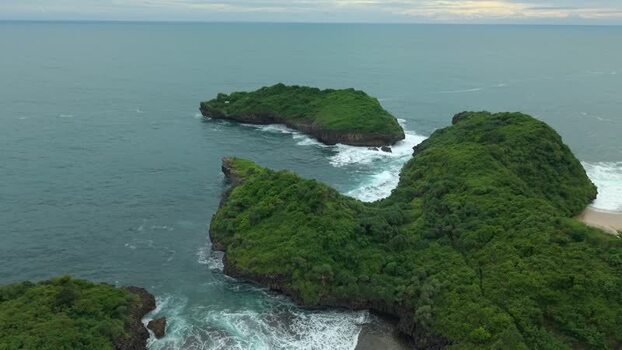 Aerial view of Sedahan Beach Indonesia.
