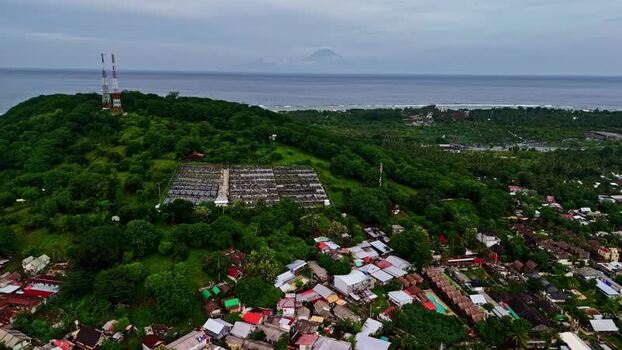 Aerial view of the coastal landscape in Bali Indonesia.