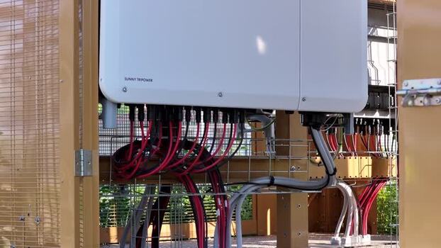 Aerial view of solar inverter installation in Faenza Italy.