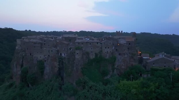 Aerial view of Calcata village on a volcanic cliff Italy. Aerial view of Calcata village on a volcanic cliff Italy.