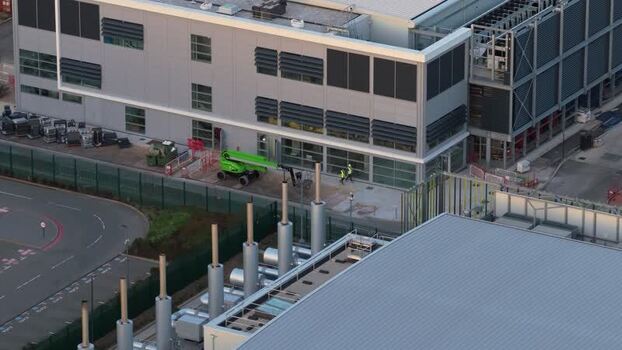 Aerial view of Kao Data facility in Harlow United Kingdom.