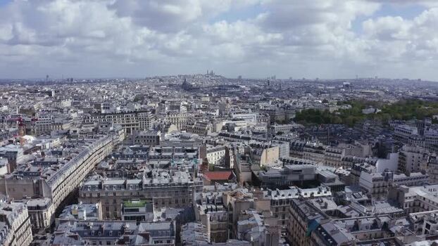 Aerial view of Paris cityscape in France.