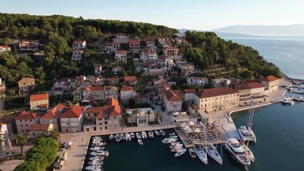 Aerial view of Jelsa town and harbor Croatia. Aerial view of Jelsa town and harbor Croatia.
