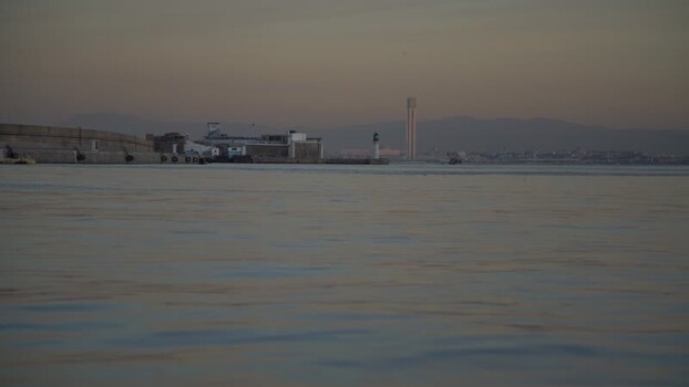 Aerial view of the Algiers coastline at dusk Algeria.
