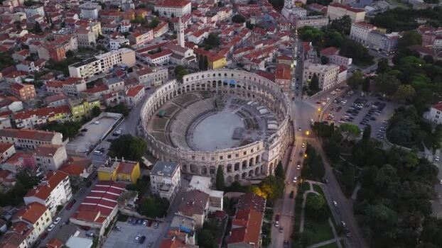 Aerial view of Pula Arena amphitheater in Pula Croatia. Aerial view of Pula Arena amphitheater in Pula Croatia.