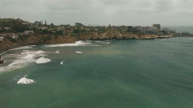 Aerial view of La Jolla Cove and the coastline United States.