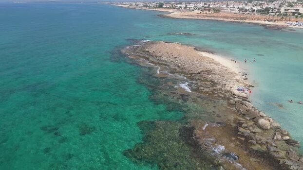 Aerial view of the coastline in Famagusta Northern Cyprus.