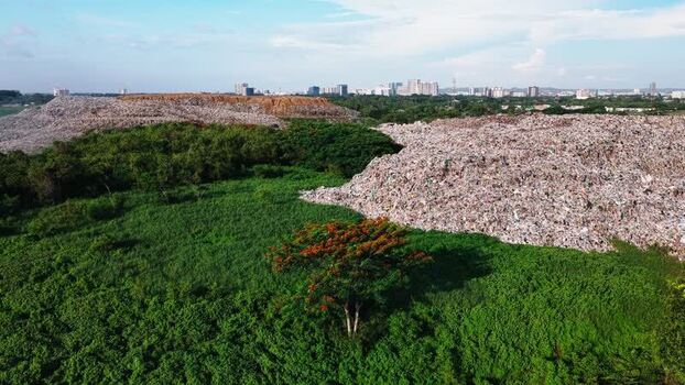 Aerial view of Iloilo City Landfill in the Philippines.