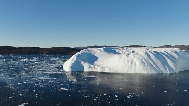 Aerial view of Ilulissat glacier in Greenland.