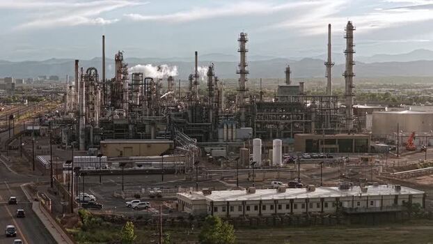 Aerial view of Suncor Energy refinery in Commerce City United States.