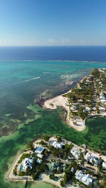 Aerial view of Grand Cayman coastline Cayman Islands. Aerial view of Grand Cayman coastline Cayman Islands.