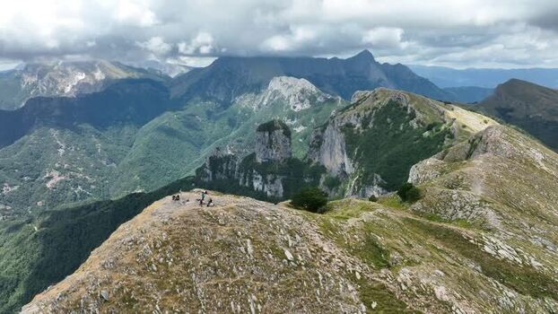 Aerial view of Monte Matanna ridge in Tuscany Italy.