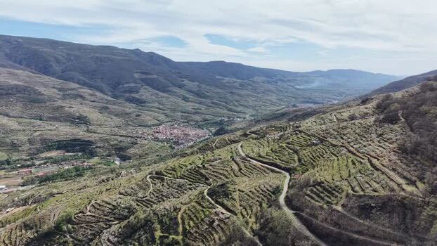 Aerial view of Cabezuela del Valle town Spain.