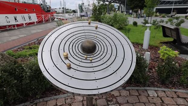 View of solar system model in Kaliningrad Russia.