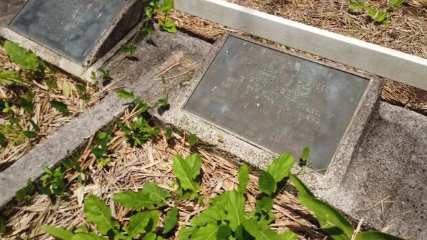 View of Hannah Young s grave marker Pitcairn Islands.