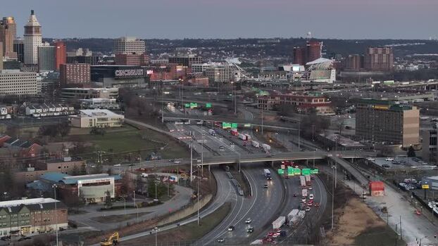Aerial view of downtown Cincinnati United States. Aerial view of downtown Cincinnati United States.