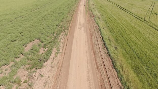 Aerial view of a dirt road in South Africa. Aerial view of a dirt road in South Africa.