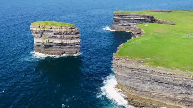 Aerial view of Dun Briste Sea Stack in Ballycastle Ireland. Aerial view of Dun Briste Sea Stack in Ballycastle Ireland.