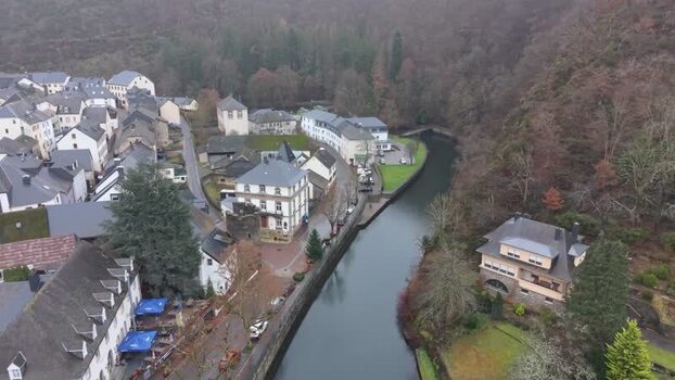 Aerial view of Esch sur Sure Luxembourg.